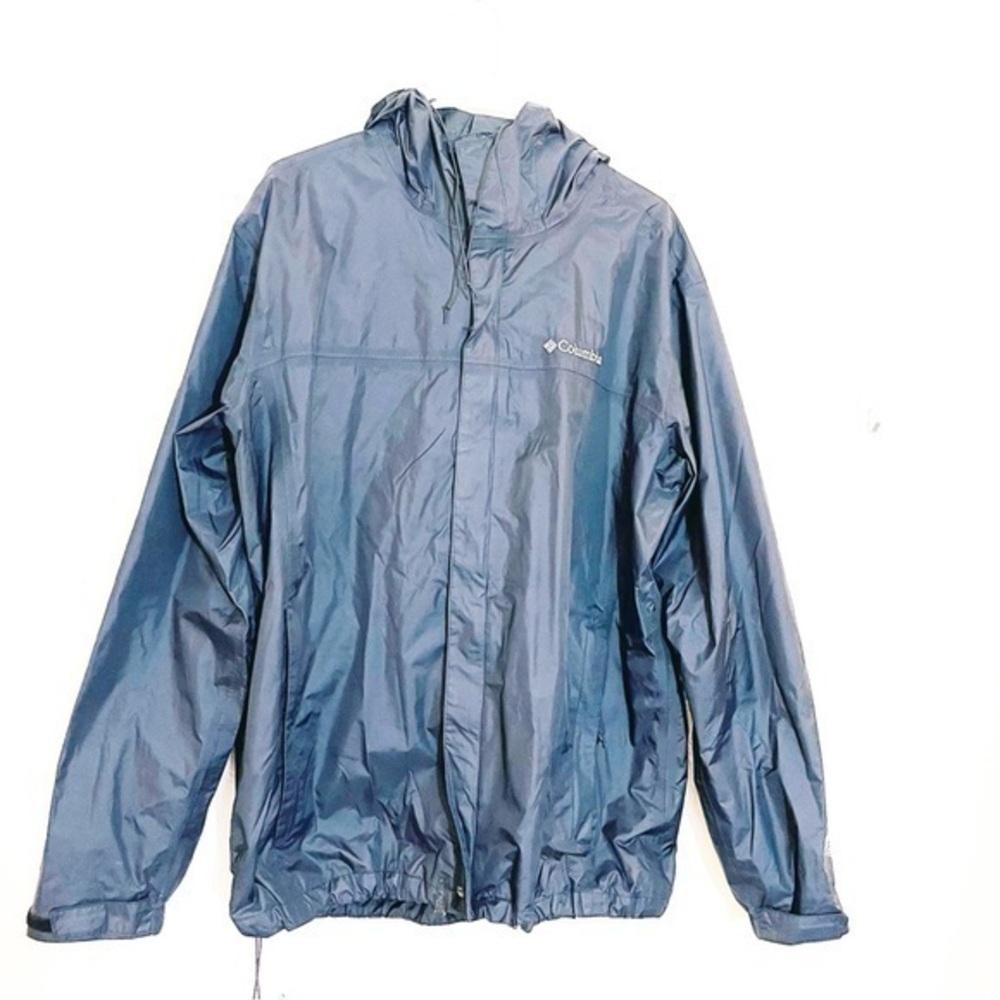 Columbia Omni Tech Waterproof Lightweight Rain Jacket Large Black Pockets